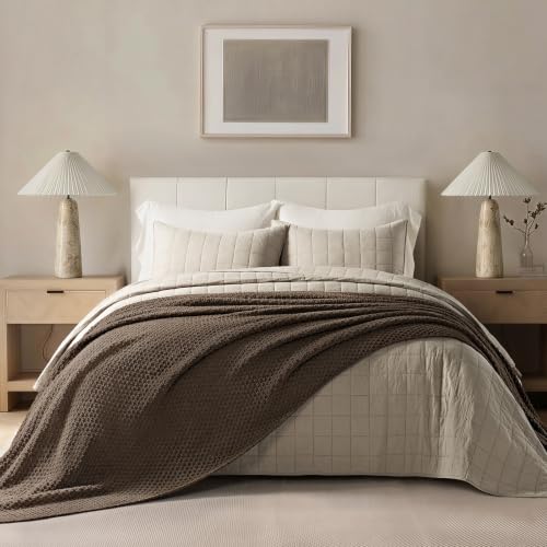 EVERGRACEHOME Chunky Chenille Knit Throw Blanket, 90 x 90, Cocoa Brown | Sculpted Moss Stitch, Chic Modern Farmhouse, All-Season Warmth, OEKO-TEX® Certified, Oversized Queen for Couch, Bed, Sofa - color: Cocoa Brown, size: 90" X 90"