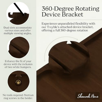 Bamboo Couch Arm Table with Device Holder, Clip On Tray. for TV Dinners, Remotes, Drinks, Snacks and Small Spaces (Rectangular with Device Holder, Brown, Regular 13.75 x 9.5) - color: Brown, size: Regular 13.75 x 9.5", style: Bamboo Rectangular with Devic