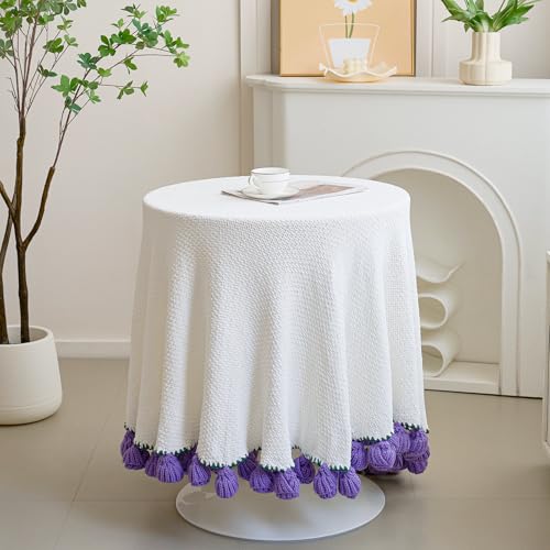 Crochet Flower Bouquet Throw Blanket, Handmade Knitted Blanket with Tulip, Cute Romantic Gift for Her Girlfriend Mom Mother’s Day Valentine Wedding Anniversary Birthday, Purple 60 Inches - color: Tulip, size: 60 Inches