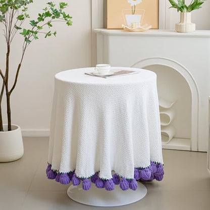Crochet Flower Bouquet Throw Blanket, Handmade Knitted Blanket with Tulip, Cute Romantic Gift for Her Girlfriend Mom Mother’s Day Valentine Wedding Anniversary Birthday, Purple 40 Inches - color: Tulip, size: 40 Inches