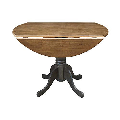 International Concepts 42 Inch Dual Drop Leaf Dining Height Table, Hickory/Washed Coal. - color: Hickory/Washed Coal