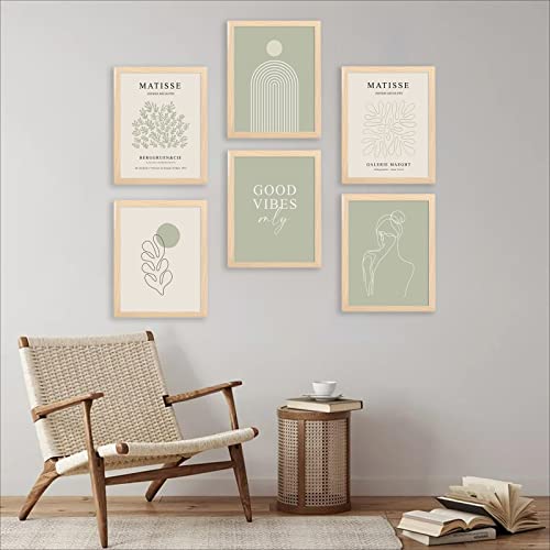 Salbeigrün Matisse Wandkunstdrucke Gerahmt, Abstrakte Matisse Wandkunst Ausstellung Poster, Galerie W. Alle Dekorationen (20.3x25.4 cm, gerahmt) - color: Gold, size: 8x10 inch