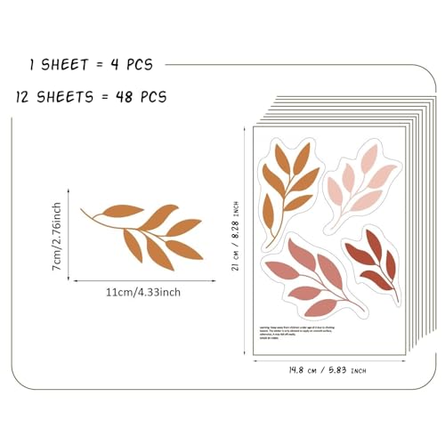 Nursery Wall Stickers Boho Kids Room Decor Girls Bedroom Removable Wall Decals Vinyl Murals DIY Cute Decorations 12 Sheets - color: E, size: 8.28*5.83 inches*12 sheets