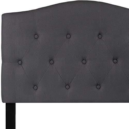 EMMA + OLIVER Twin Tufted Headboard | Adjustable Bed Rail Slots, Fabric Upholstered - color: Dark Gray, size: Twin
