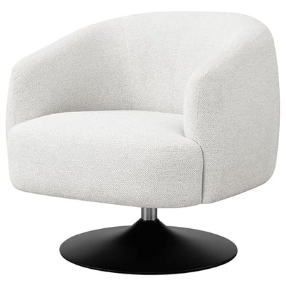 Coaster Home Furnishings - Dave - Boucle Fabric Upholstered Barrel Back Swivel Accent Chair with Pedestal Base, Tapered Off Armrests and 360-Degree Swivel - Living Room - Beige - 905739