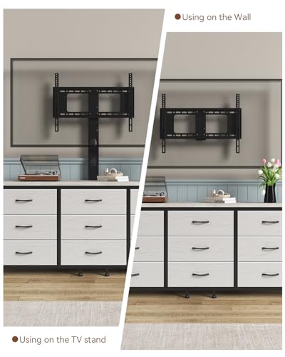 TV Stand with Mount for 32/55/65/75/85 inch TVs, Entertainment Center with 9 Fabric Drawers Dresser Storage, Height Adjustable Media Console - color: Greige