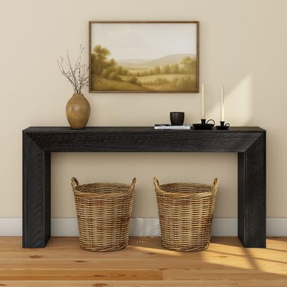 Plank+Beam Camden Console Table, 66 Inch, Rustic Char | Low-VOC Finish, Rustic Finish, Solid Wood - color: Rustic Char, size: 66 Inch without Shelf