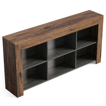 LITTLE TREE TV Stand with Storage, 63-Inch Entertainment Center with Shelves, Modern Media Console for Television up to 65" for Living Room, Bedroom, Brown + Dark Gray - color: Brown + Dark Gray