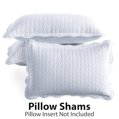 MOONLIGHT20015 Twin Quilt Bedding Set (68” x 86”) - Bulk Pack of 10 Wholesale for Hotels, Guest Bedroom & Airbnbs - Lightweight Microfiber Reversible Embossed Quilts Bedspreads (White) - color: White, size: Twin (10 Pack)