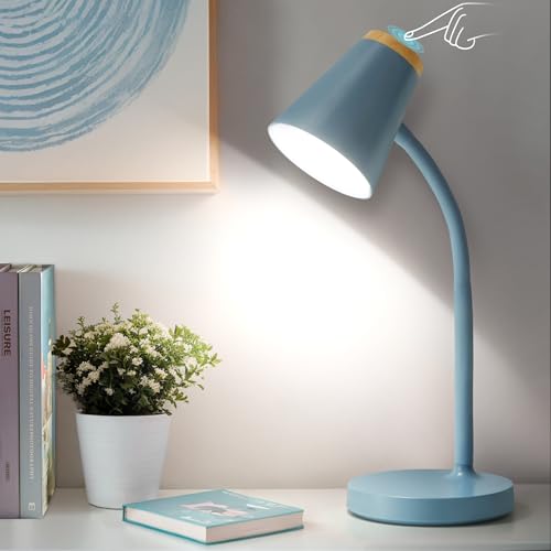 EJIAXIN Desk Lamps for Home Office - Small LED Desk Lamp Touch Dimmable Reading Light for College Dorm Room - Adjustable Flexible Gooseneck Table Lamp for Bedside Bedroom Nightstand Blue - color: Blue
