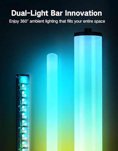 OUTON Bright Smart Floor Lamp with Remote, App & Touch Control, RGB Color Changing Standing Lamp, 2200K-6500K Dimmable, 3 Adjustable Heights, 32 Scenes for Living Room Bedroom Office Black - color: Black