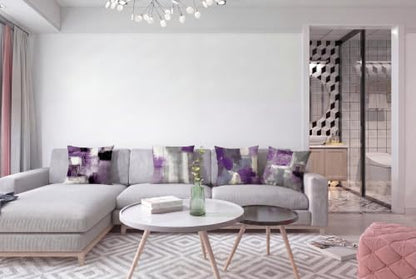 Purple Grey Abstract Throw Pillow Covers 18x18 Set of 4 | Lavender & Grey Modern‑Art Cushion Cases, neutral aesthetic pillowcases for sofa, bedroom & chair - color: Purple and Grey, size: 18" x 18" (Pack of 4)
