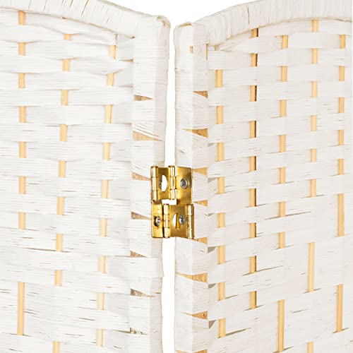 Red Lantern 2 ft. Short Diamond Weave Fiber Folding Screen - White - 6 Panel - color: White, size: 6 Panel