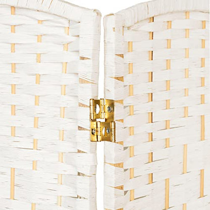 Red Lantern 2 ft. Short Diamond Weave Fiber Folding Screen - White - 6 Panel - color: White, size: 6 Panel