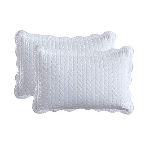 MOONLIGHT20015 Twin Quilt Set (66" x 86") with 1 Pillow Sham (20" x 26"+2") for All Season - 2 Pcs Reversible Bedding Set Lightweight Microfiber Coverlet Embossed Pattern Quilted Bedspread (White) - color: White, size: Twin