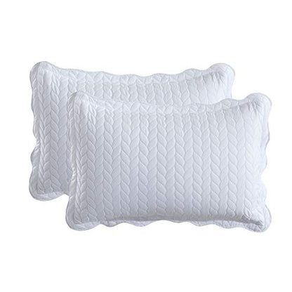 MOONLIGHT20015 Twin Quilt Set (66" x 86") with 1 Pillow Sham (20" x 26"+2") for All Season - 2 Pcs Reversible Bedding Set Lightweight Microfiber Coverlet Embossed Pattern Quilted Bedspread (White) - color: White, size: Twin