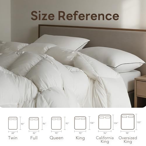 Luxury White Goose Feathers Down Fiber Comforter Queen Size Duvet Insert | Hotel Collection 100% Cotton Cover Fabric,All Season Medium Warmth,High Fill Power,8 Corner Tabs,Breathable,Hypoallergenic - size: King (106''x 90'')