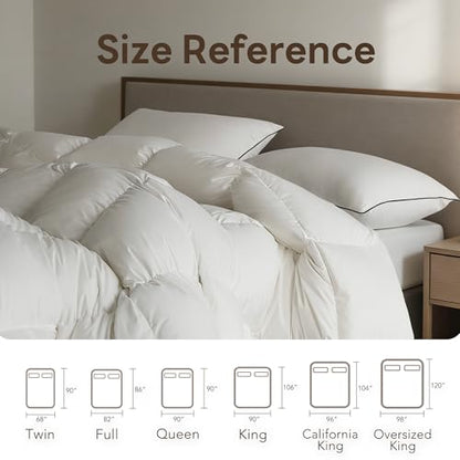 Luxury White Goose Feathers Down Fiber Comforter Queen Size Duvet Insert | Hotel Collection 100% Cotton Cover Fabric,All Season Medium Warmth,High Fill Power,8 Corner Tabs,Breathable,Hypoallergenic - size: King (106''x 90'')