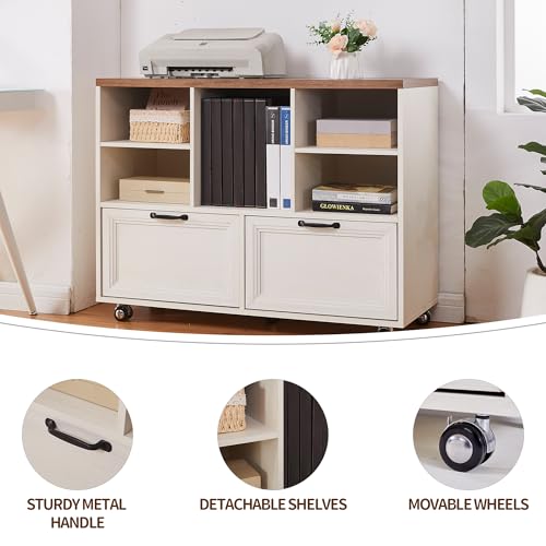 60"L-Shaped Executive Desk with 40"Adjustable File Cabinet,Farmhouse Home Office Desk with Charging Station,Office Desk with Storage Drawers,Wood Computer Desk Set for Office Work,Home Study - color: Off-white