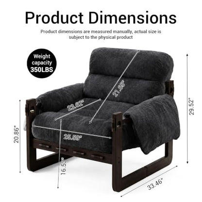 Chenille Accent Chair, Comfy Armchair for Living Room, Dark Gray | Wide padded seat, high-density foam, solid wood frame, 350 lb support, comfy lounge chair, reading chair, bedroom chair - color: Chenille-dark Gray