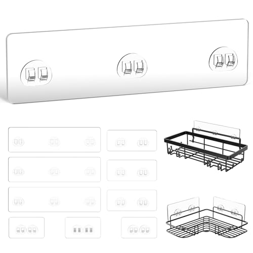9 Pack Shower Caddy Adhesive Replacement, Strong Waterproof Transparent Adhesive Strips, No Drilling Shower Shelf Adhesive Hooks for Bathroom Shelves, Corner Basket, Soap Holder & Kitchen Racks - color: adhesive replacemens