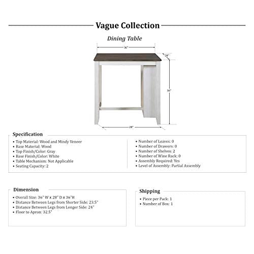 Lexicon Vague 3-Piece Pack Counter Height Set, Gray/White - color: Gray/White