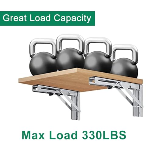 2 Pcs 12'' 304 Stainless Steel Collapsible Triangle Shelf Bracket | Heavy Duty, Folding Shelf Brackets, DIY Wall Mounted Folding Table Hinge, Space Saving for Bench Table, With Screws - size: 12 in (2Pcs)