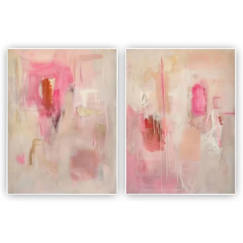 ZHGYGBN 모던 월 아트 핑크 베이지 추상 2개 세트 40.6x61cm 프레임 없음 | 현대적인 추상 벽 아트 뉴트럴 핑크 베이지 장식 아파트 기숙사 거실 침실 사무실 갤러리 벽 프린트 - color: 트윈 더스크 - 유기농 블룸 시리즈, size: 16X24inchx2pcs