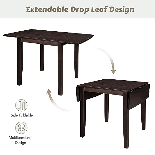 3Pcs Dining Set with Drop Leaf Dining Table and 2 X-Back Chairs, Solid Wood Kitchen Table Set for Small Place, Espresso - color: Espresso