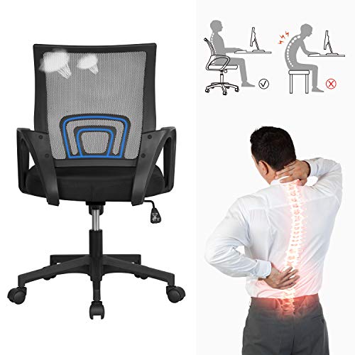Yaheetech White Computer Desk and Chair Set with Drawer, Shelves, Mesh Seat | Particle Board and MDF Build a Sturdy Desk with a Drawer and Elevated Platform, Paired with a Mesh Chair for Adults. - color: White