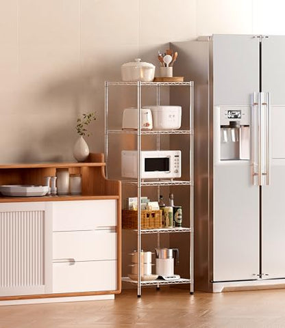 Finnhomy Heavy Duty 5 Tier Wire Shelving Unit, 18x18x59-inches 5 Shelves Storage Rack, Metal Shelving with Thicken Steel Tube, NSF Certified, Chrome - size: 59"H-Chrome