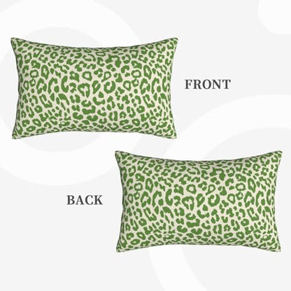 Lime Green Leopard Print Throw Pillow Covers Cheetah Animal Pattern Lumbar Pillow Cover 12x20 Inch Set of 2 Animal Leopard Green Spots Pillowcase Rectangle Cushion Cases for Bed Sofa - color: Green Beige, size: 20" x 12" (Pack of 2)