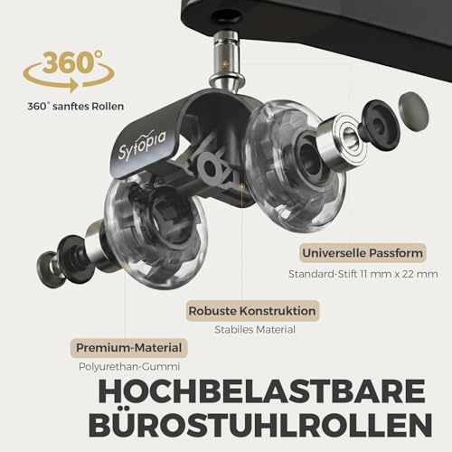 Office Chair Wheels 2" Desk Chair Caster Wheels Smooth Roller Style Quiet for Carpet and Hardwood Floors Universal Fit 11x22 mm Set of 5 Dark Grey - color: Dark Grey-2 Inch
