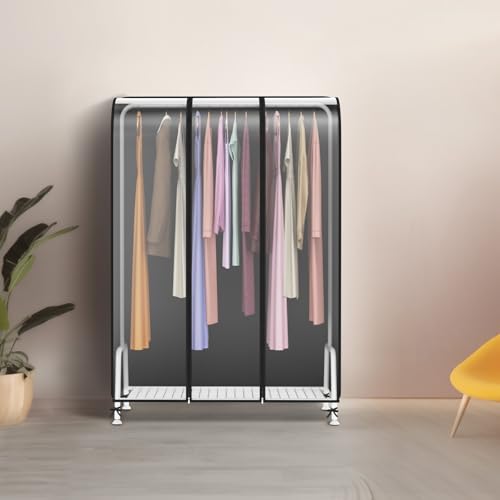Zilink Clear Garment Rack Cover Clothing Rack Cover 43 in | Dustproof, Breathable, 2 Durable Zippers, Rack Cover for Garment Rack (Rack Not Included) - size: 43"L x 20"W x 60"H - Clear/Black