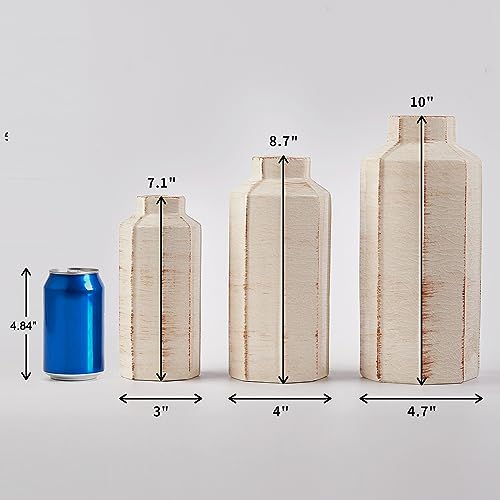 Ceramic Rustic Farmhouse Vase Set of 3,Ice Cracked Glazed Terracotta Vase | Large Vases for Decor,Fall Decoratiion Vases for Home, Table, Living Room, Shelf - color: 18096lms-ec-beige