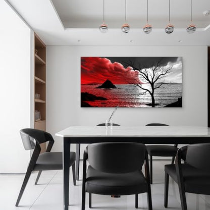 Baisuwallart B0398 The Cloud Tree 1 Panels Modern Giclee Canvas Prints Artwork Abstract Seascape Paintings Reproduction Sea Beach Pictures Printed on Canvas Wall Art for Home Decorations Wall Decor - size: 71"L x 36"W