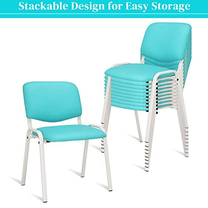 VINGLI 10-Pack Waiting Room Chairs, Stackable Chair for Office, Pu-Blue | Stacking Chairs, Armless Church Chairs, Space-saving, Guest & Reception, Office Lobby, Business Hall - color: Pu-blue, size: 10-pack