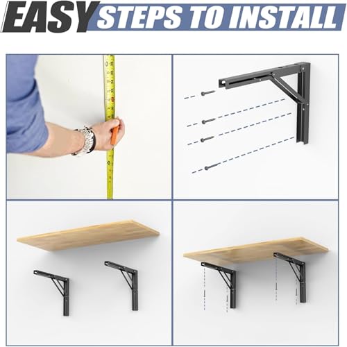 WALMANN Wall Mounted Folding Workbench, Heavy Duty Folding Wall Table/Desk | Space Saving Wall Collapsible Table for Garage, Workshop, Holds Up to 150 lbs, Size: 31.5 x 15.75 inch - size: 31.5 in x 15.75 in