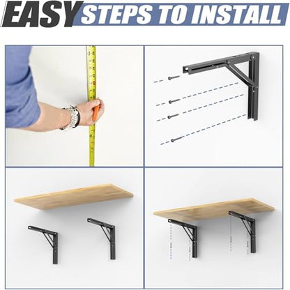 WALMANN Wall Mounted Folding Workbench, Heavy Duty Folding Wall Table/Desk | Space Saving Wall Collapsible Table for Garage, Workshop, Holds Up to 150 lbs, Size: 31.5 x 15.75 inch - size: 31.5 in x 15.75 in