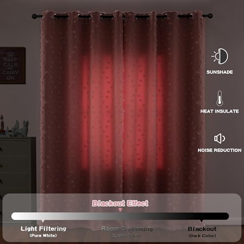 MYSKY HOME Double Layer Curtains for Girls Bedroom Kids Curtain Pink Pom Pom Sheer Window Curtains 2 Panels Pink Curtains Grommet Room Darkening Solid Nursery Curtains 63 Inches Length, W52 X L63 - color: Z-pink, size: 52"W x 63"L (Pack of 2)