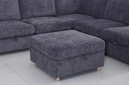 KEIKI Modular Sectional Sleeper Sofa with Hidden Storage, 8 Seat Convertible Fabric Couch with Flexible Layout and Washable Covers, Large U Shaped Sofa for Home Theater, Gathering or Game Room - size: 8-Seater