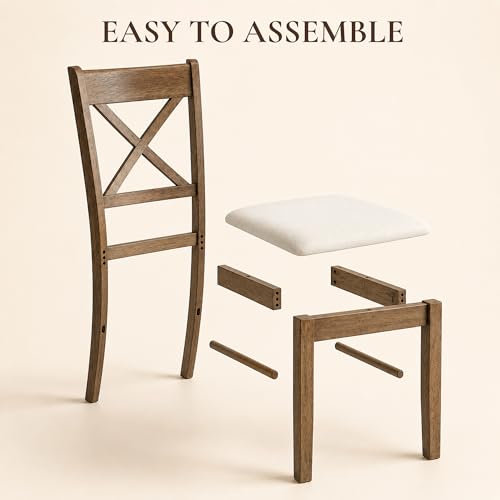 HOMCOM Dining Chairs Set of 2 Upholstered Kitchen Chairs Cross Back Walnut | Rubberwood Frame, Padded Seat, for Living Room, Dining Room, Kitchen - color: Walnut, style: Cross Back