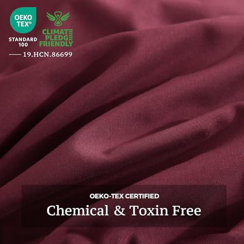 JSD Burgundy Duvet Cover Set Full Size | 3 Piece Soft Microfiber Duvet Cover with Pillow Shams Zipper Closure, Comforter Not Included, Oeko-Tex Certified - color: Burgundy, size: Full