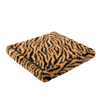 Luxe Faux Fur Storage Ottoman, Tiger Tan/White, 15 x 15 x 15 in | Engineered Wood, Tool-Free Assembly, Modern Style, Seat And Footrest - color: Tiger Tan/White, size: 15"D x 15"W x 15"H
