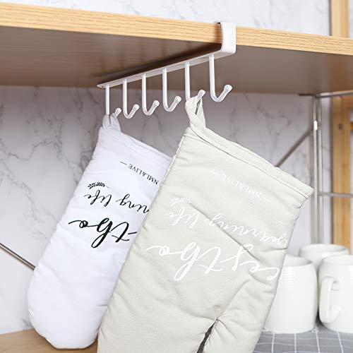 Under Cabinet Mug Holder 3 Pack, Heavy Duty Coffee Cup Hanger with 9 Hooks for Kitchen Organization, No-Drill Shelf Mount Mug Rack for Cups, Utensils, Towels, Black