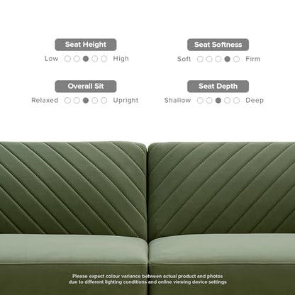mopio 76.4" Futon Sofa Bed Chevron Styled, Sleeper Couch (Olive Green Velvet) - color: Olive Green Premium Velvet