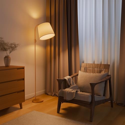 Smart RGB Arc Floor Lamp, 65", App Control, Compatible with Alexa | 2700K-6000K tunable white, 1%-100% dimmable, music sync, 1200lm, 350° swivel woven linen shade, no account required - color: Gold, size: 65"(App Control)