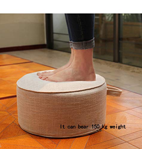 Round Pouf Foot Stools Comfortable Ottoman Floor Seat Cushion Movable Foot Rest Washable Case for Living Room, (Brown) - color: Brown