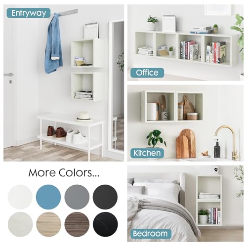 Cube Floating Shelves Set2, Display Shelves Wall Mount 7.75" D x 12.5" W x 12.5" H, (Sea Salt, Square 2 Cubes) - color: Sea Salt, size: Square-Set2