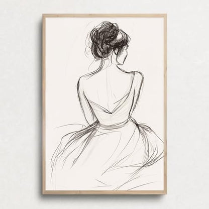 Gobeiuasy Minimalist Line Art Print Abstract Line Woman Wall Art Woman Silhouette Poster Nude Body Picture Black and White Minimalist Poster Abstract Female Art Print 16x24inch No Frame - color: White Unframed